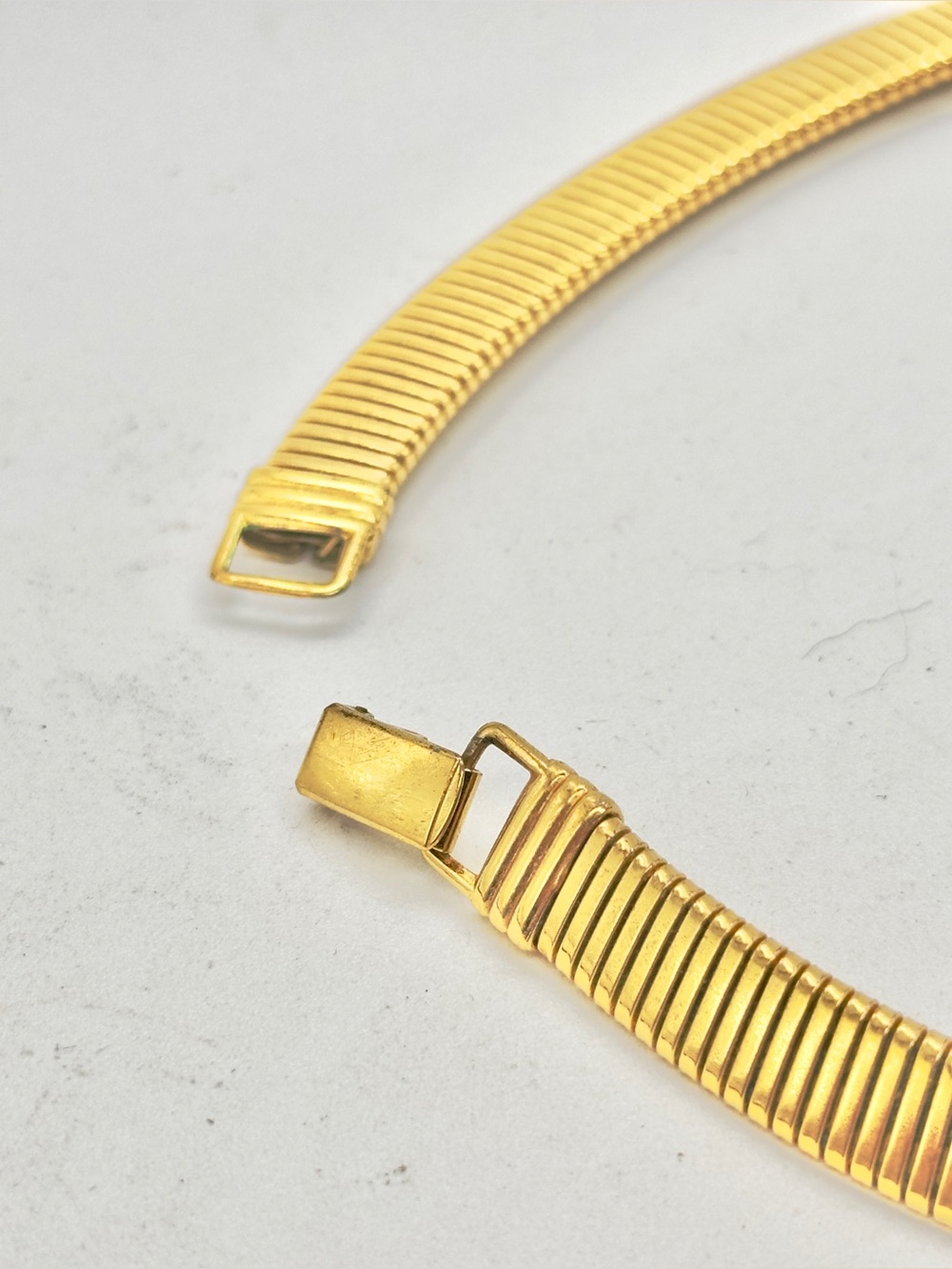 Kenneth Jay Lane Avon Omega Gold Silver Tone Necklace Choker KJL 17” 90s 80s - Picture 6 of 6